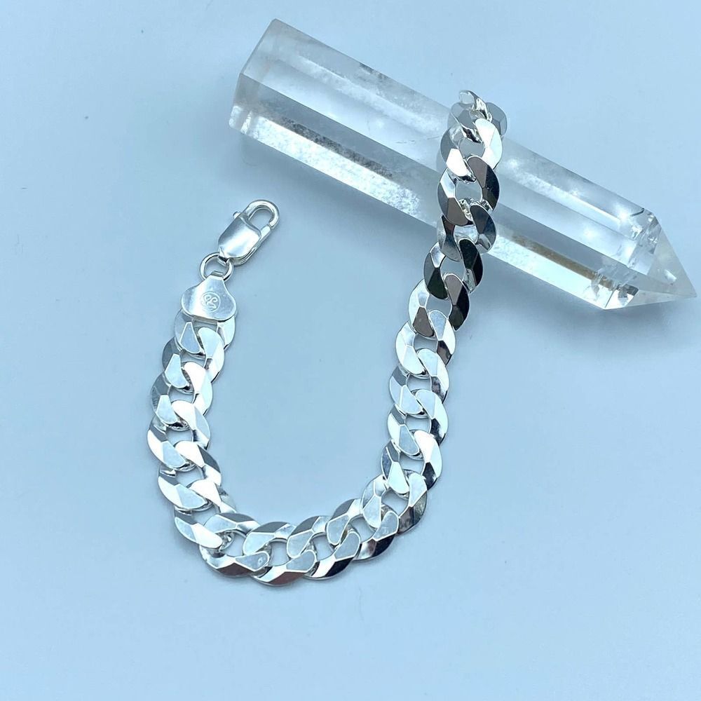 Flat Curb Sterling Silver Bracelet 250 gauge Unisex